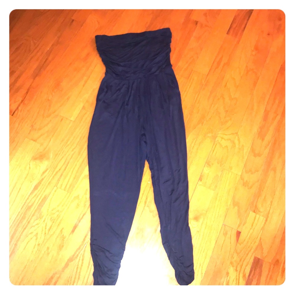 Halter jumpsuit..tapered ankles. Jersey material